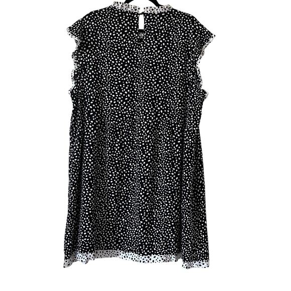 Andree by Unit Dance with me Polka Dot Ruffle Sleeve Dress Black Womens Size 3X - Picture 2 of 8
